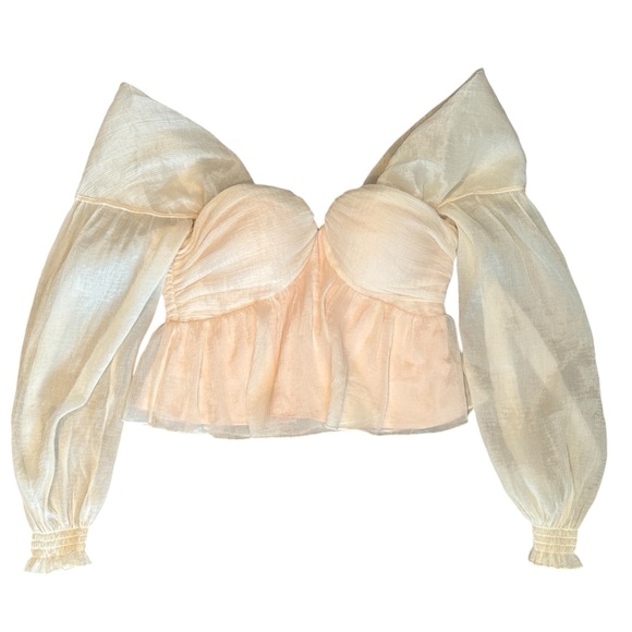 House of Harlow 1960 X REVOLVE Burna Blouse Cream Sz M Romantic Flouncy Coquette - Picture 3 of 16